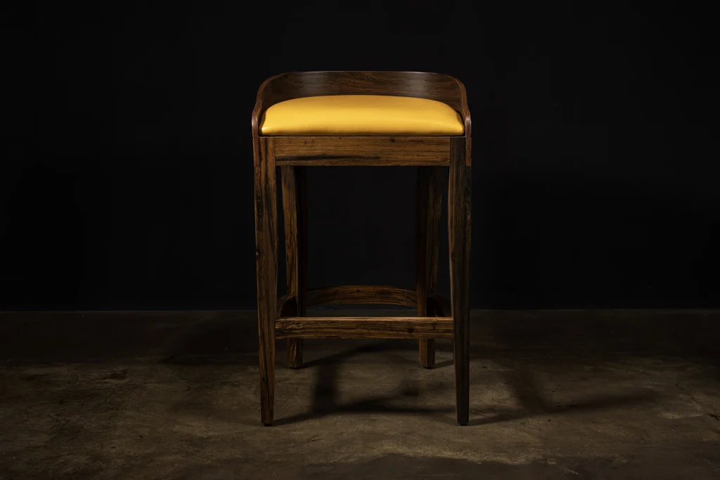 Pia - Contemporary Wood Stool With Wrapped Leather — 4