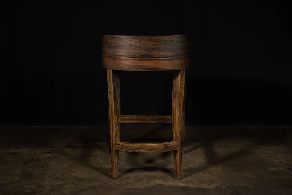 Pia - Contemporary Wood Stool With Wrapped Leather — 6