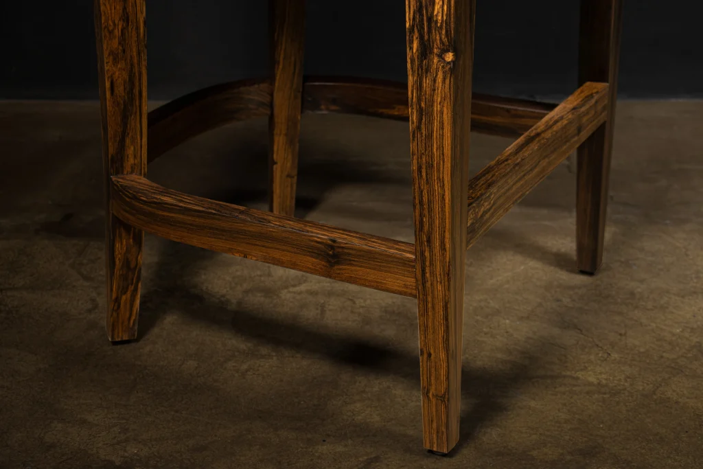 Pia - Contemporary Wood Stool With Wrapped Leather — 9