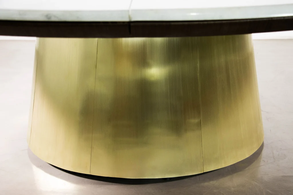 Outdoor Dining Table With Metal Base, Teak & Marble Top By Costantini, Aragon — 4