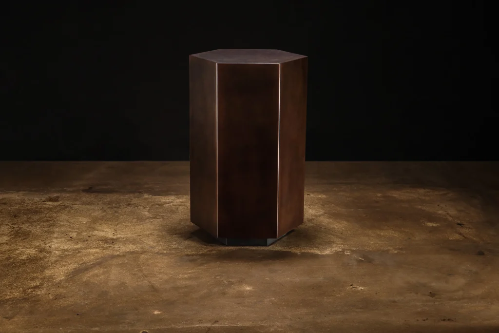 Ettore Hex - Patinated Steel Modern Side Table — 2