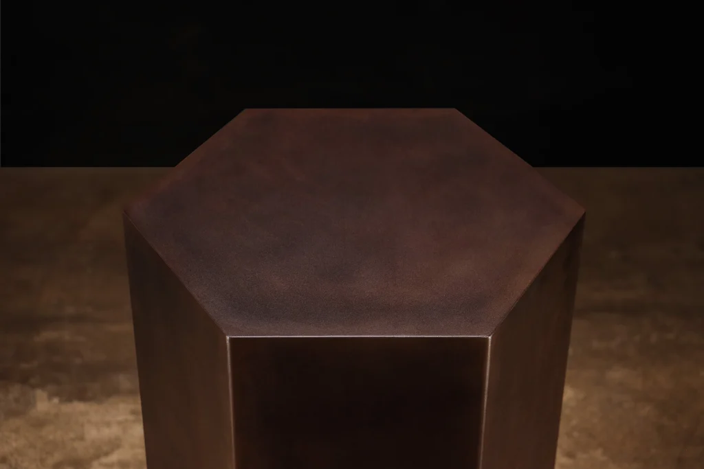 Ettore Hex - Patinated Steel Modern Side Table — 3