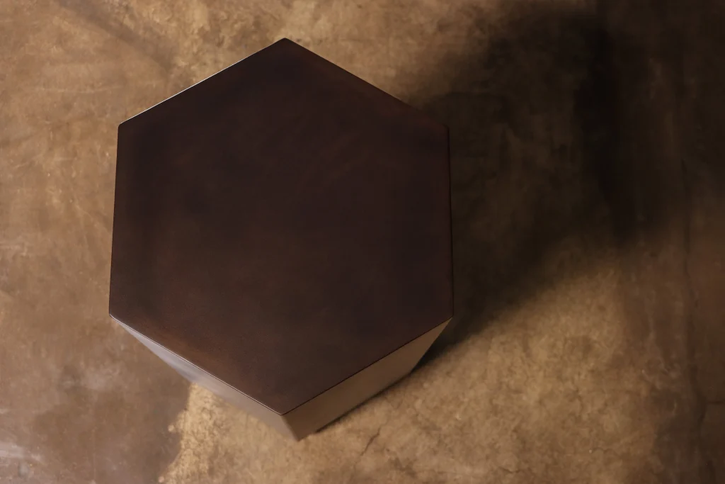 Ettore Hex - Patinated Steel Modern Side Table — 4