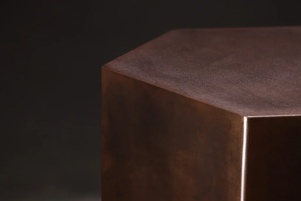 Ettore Hex - Patinated Steel Modern Side Table — 6