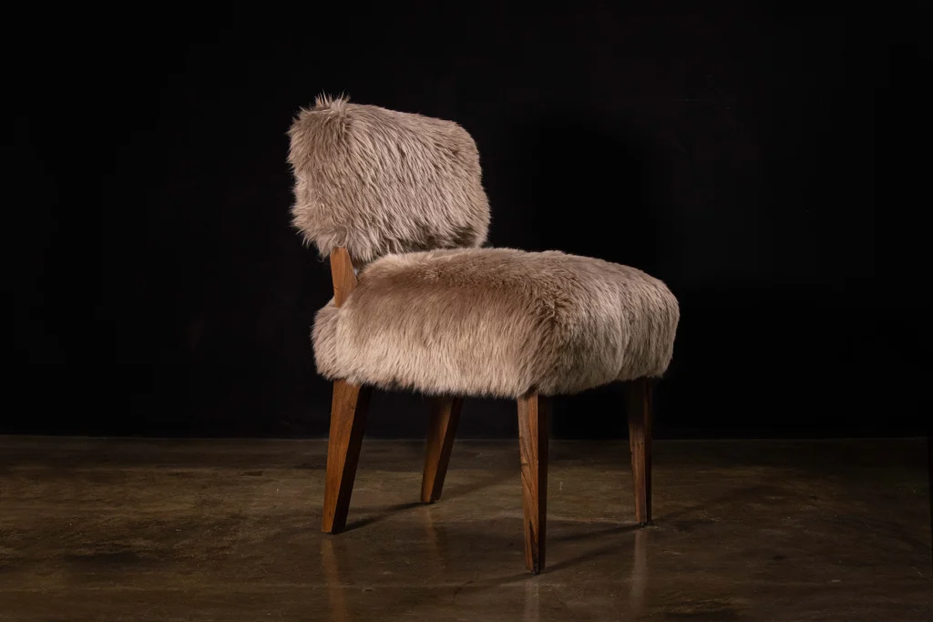 Bruno Ovino – Modern Dining Chair In Exotic Wood And Sheepskin