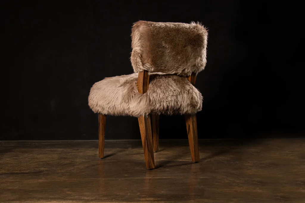 Bruno Ovino - Modern Dining Chair In Exotic Wood And Sheepskin — 3