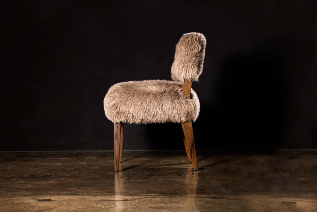 Bruno Ovino - Modern Dining Chair In Exotic Wood And Sheepskin — 4