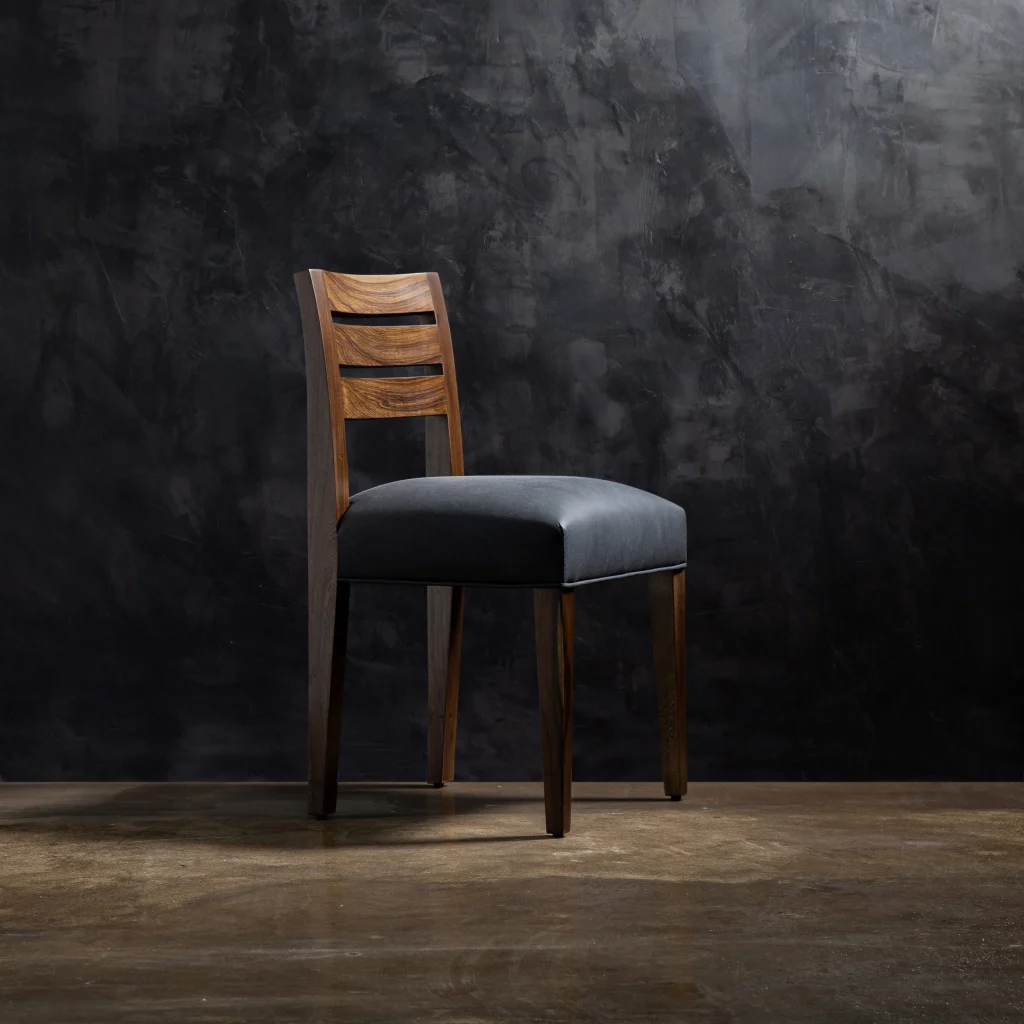 Renzo - Contemporary Exotic Wood And Leather Side Chair — 2