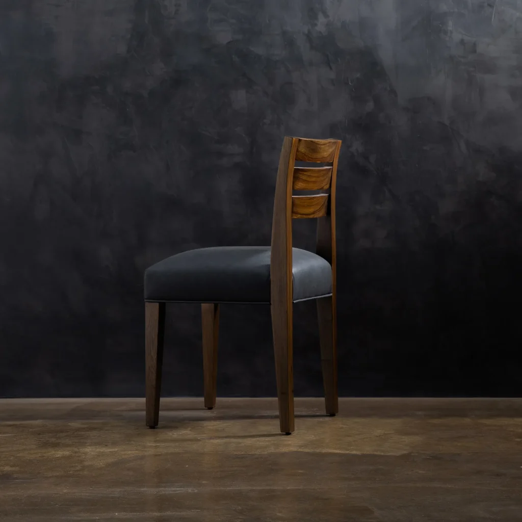 Renzo - Contemporary Exotic Wood And Leather Side Chair — 3