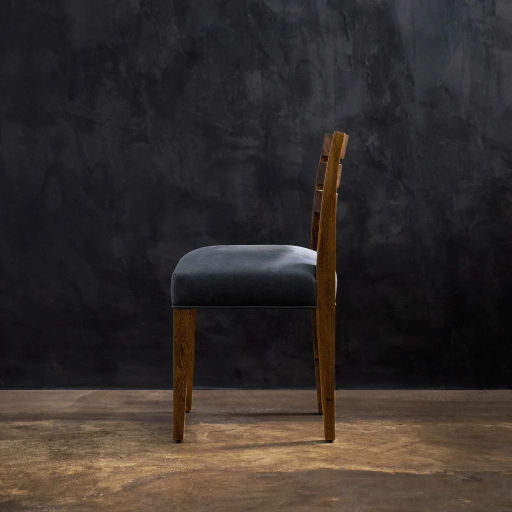 Renzo - Contemporary Exotic Wood And Leather Side Chair — 4
