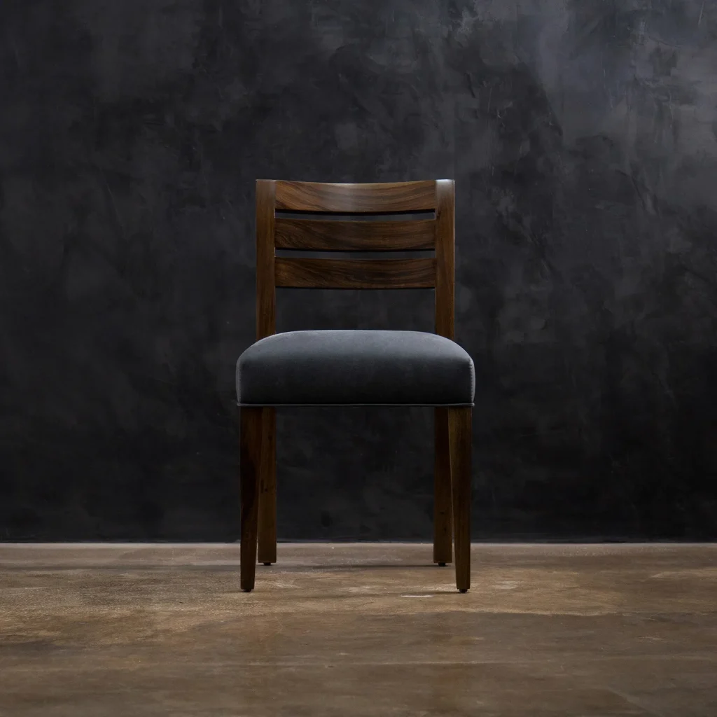 Renzo - Contemporary Exotic Wood And Leather Side Chair — 5