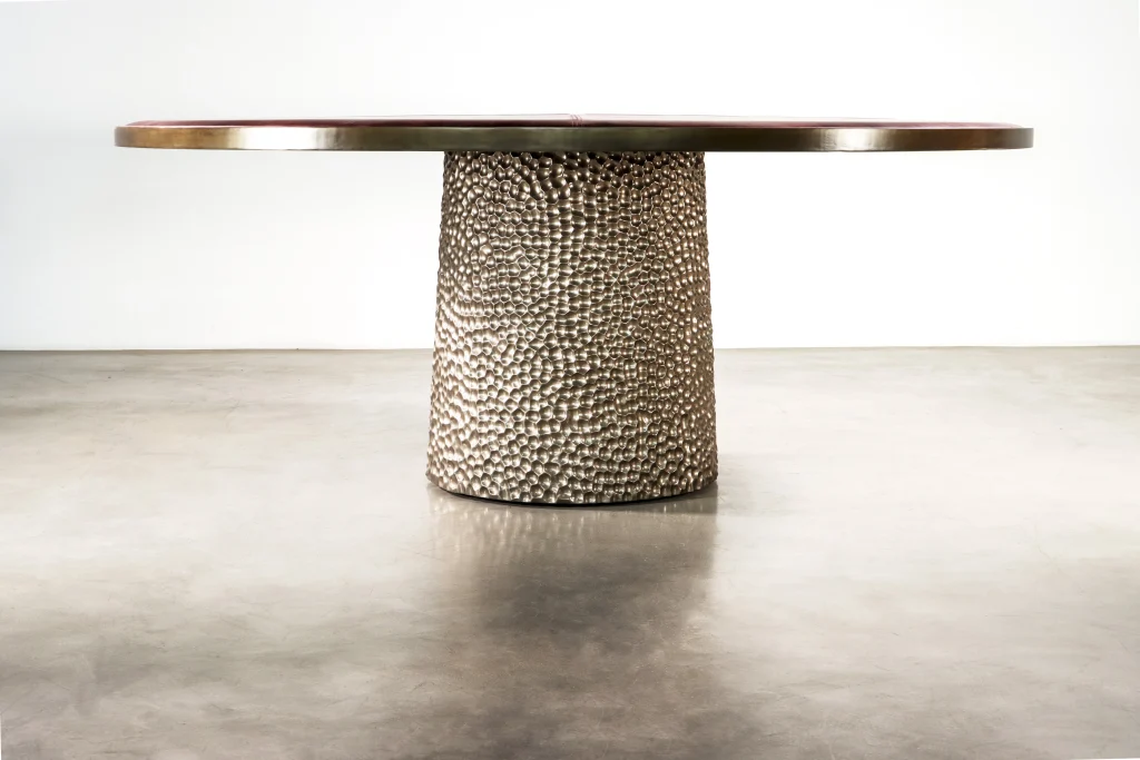 Giada - Upholstered Round Game Table With Metallic Carved Base — 4