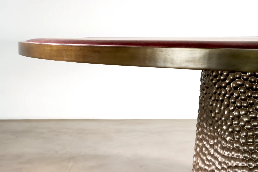 Giada - Upholstered Round Game Table With Metallic Carved Base — 6