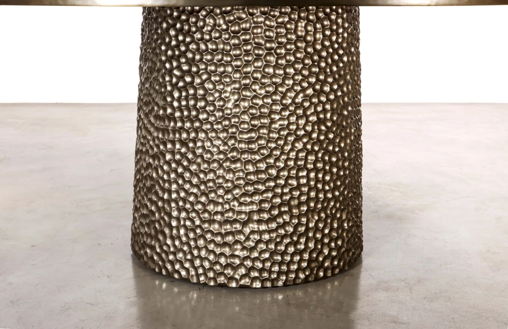 Giada - Upholstered Round Game Table With Metallic Carved Base — 8