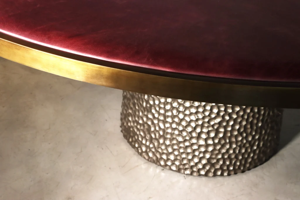 Giada - Upholstered Round Game Table With Metallic Carved Base — 10