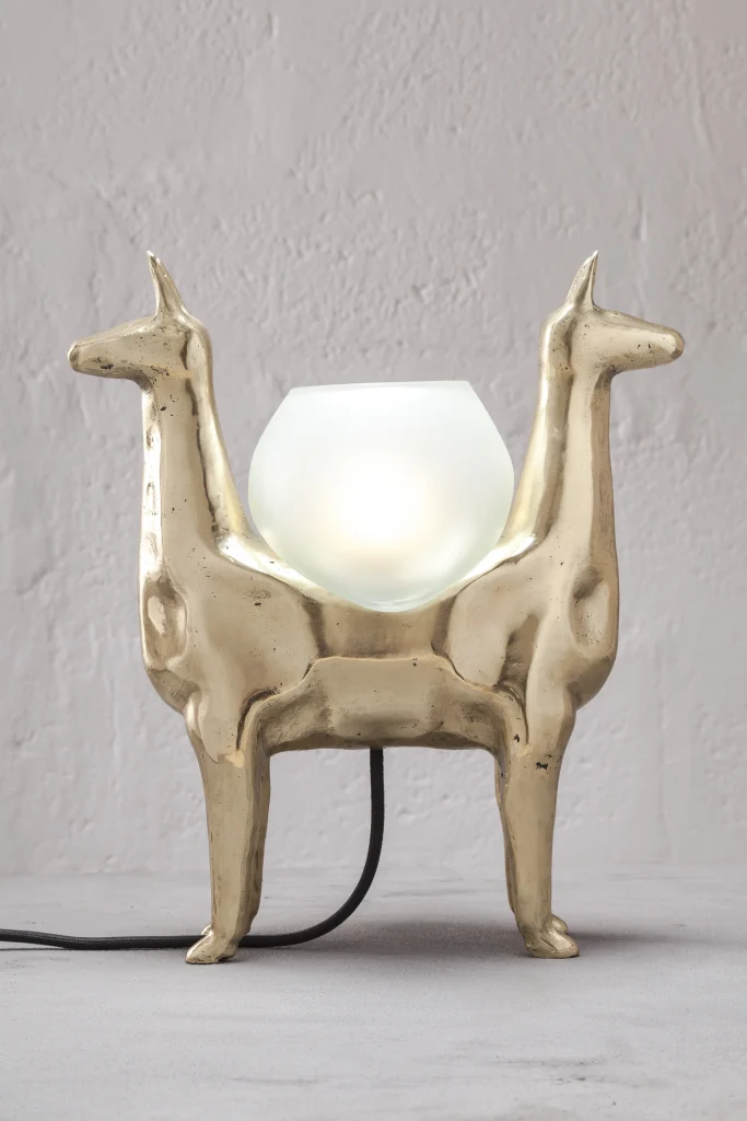 Llamas Table Lamp In Casted Bronze And Handblown Glass, In Stock — 2