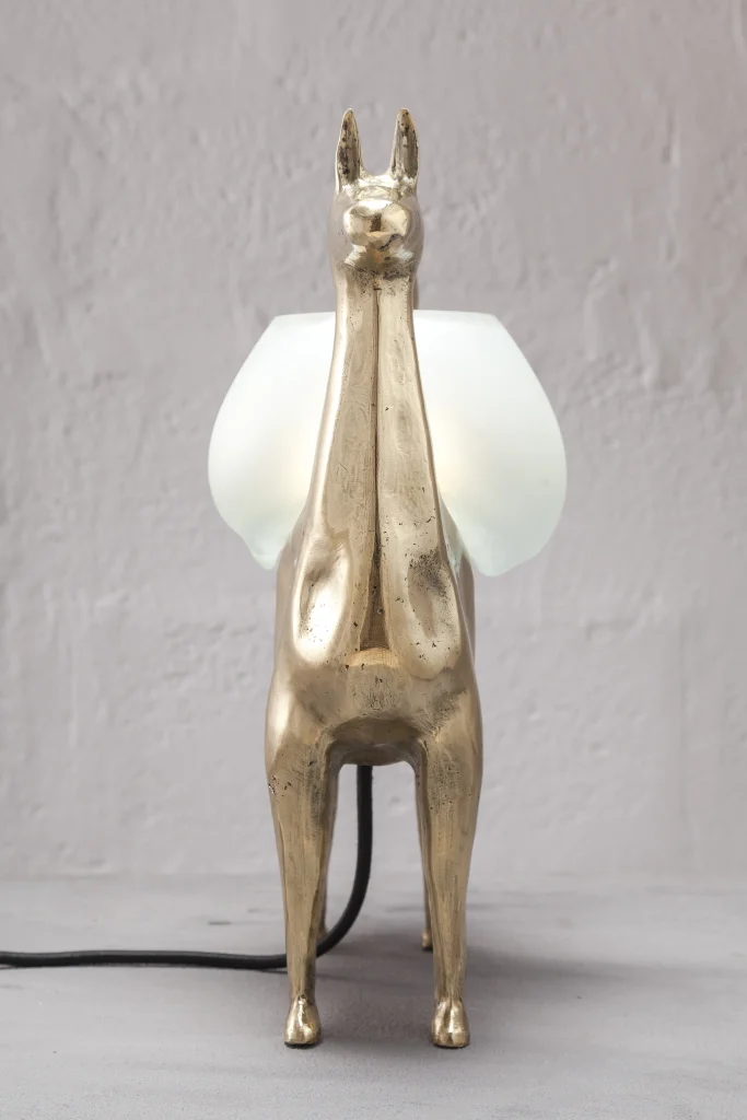 Llamas Table Lamp In Casted Bronze And Handblown Glass, In Stock — 3