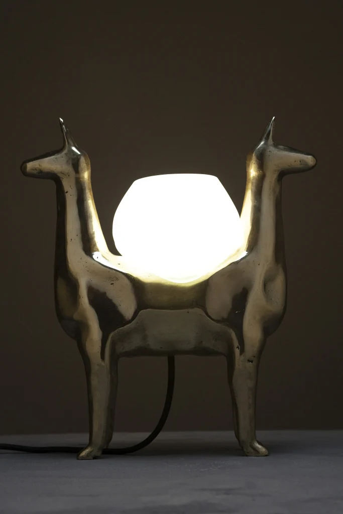Llamas Table Lamp In Casted Bronze And Handblown Glass, In Stock — 5