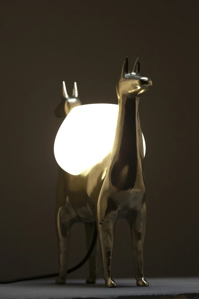 Llamas Table Lamp In Casted Bronze And Handblown Glass, In Stock — 6