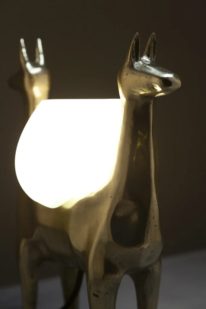 Llamas Table Lamp In Casted Bronze And Handblown Glass, In Stock — 7