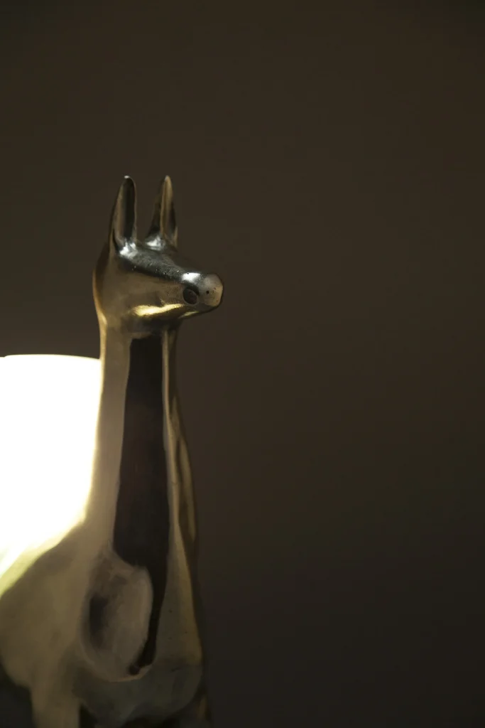 Llamas Table Lamp In Casted Bronze And Handblown Glass, In Stock — 15
