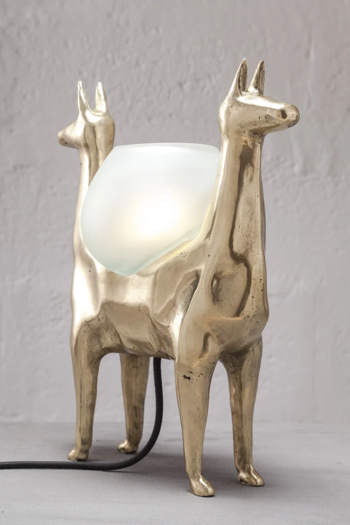 Llamas Table Lamp In Casted Bronze And Handblown Glass, In Stock — 24