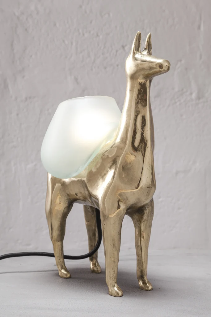 Llamas Table Lamp In Casted Bronze And Handblown Glass, In Stock — 21