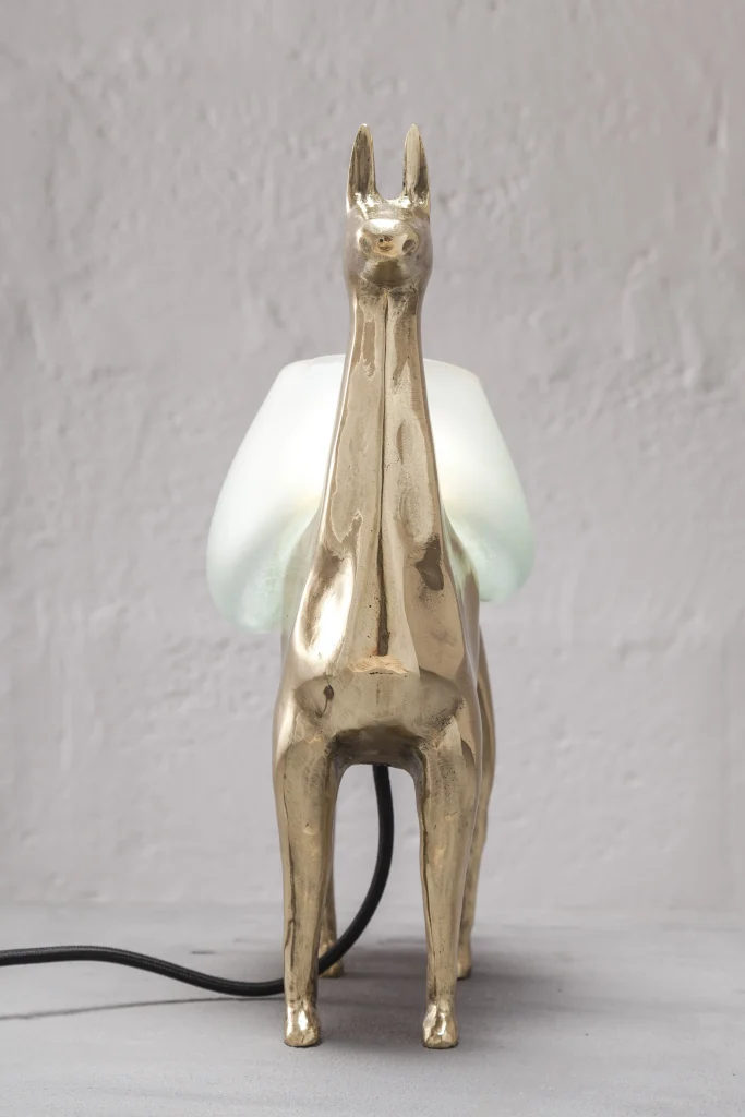 Llamas Table Lamp In Casted Bronze And Handblown Glass, In Stock — 22