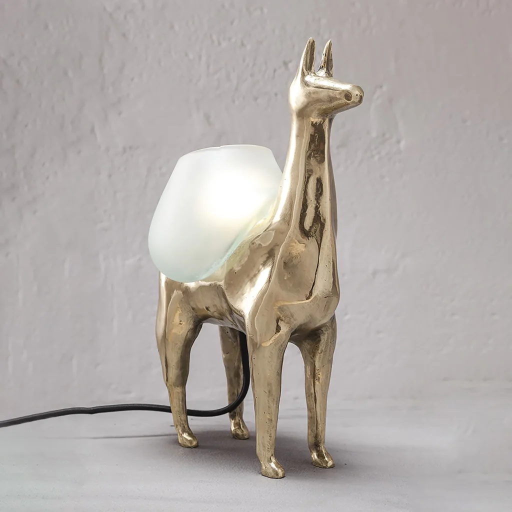 Llamas Table Lamp In Casted Bronze And Handblown Glass, In Stock — 23