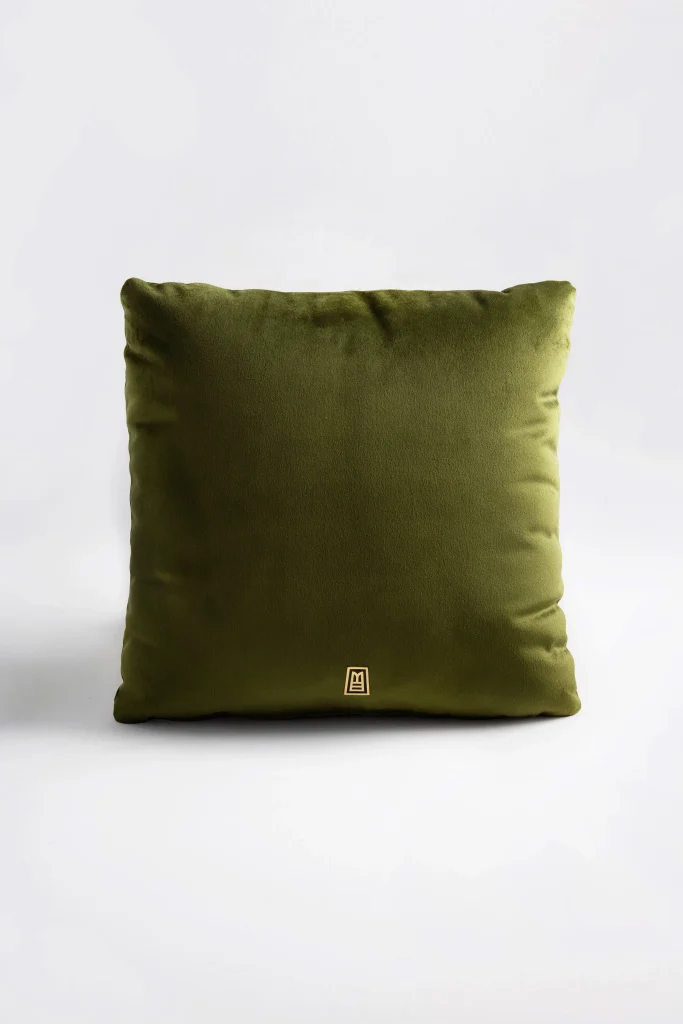 ColibrÍ Hand Embroidered Decorative Pillows In Olive Green Velvet, Set Of 2 — 6