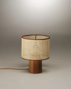 Sonora Small Table Lamp In Terracotta And Rattan