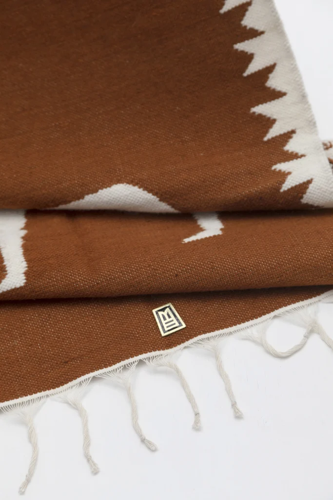 Llama Sheep Wool Handwoven Tapestry, Aged Bronze Wall Mount, Terracota — 2