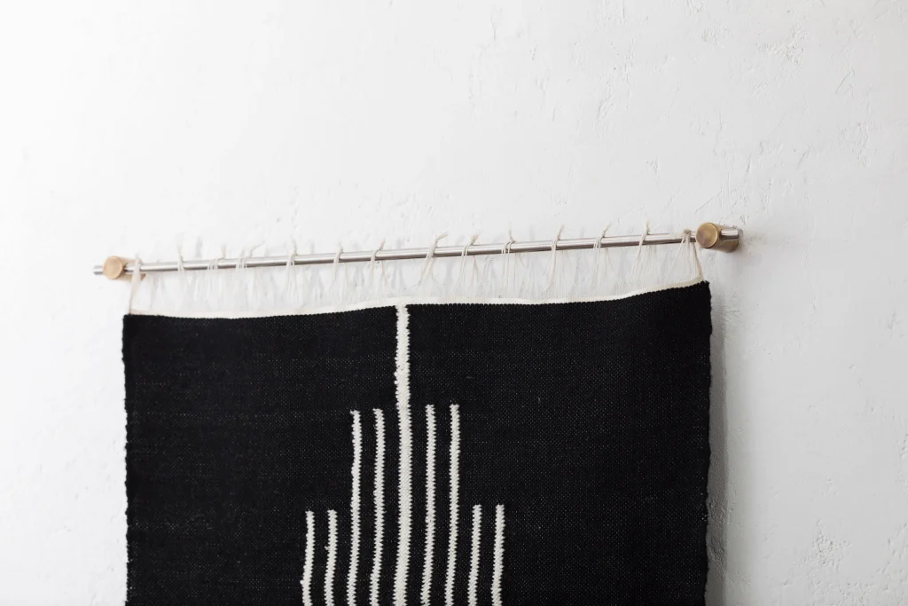 Centro Sheep Wool Handwoven Tapestry, Aged Bronze Wall Mount, Terracota & Ivory — 6