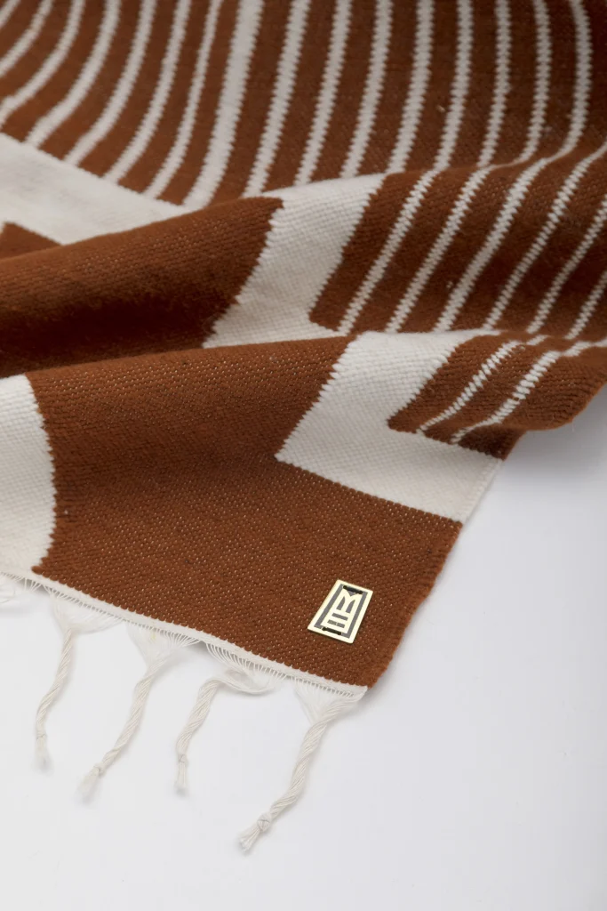 Centro Sheep Wool Handwoven Tapestry, Aged Bronze Wall Mount, Terracota & Ivory — 2