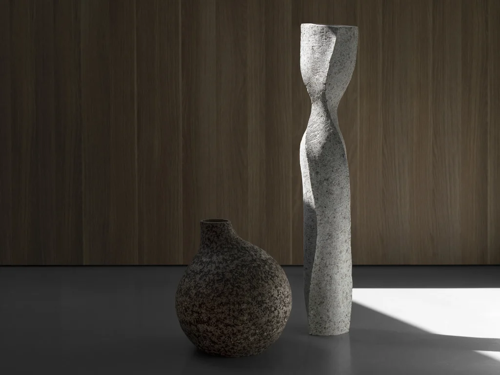 Solid White Stone Tall Floor Vase - Column Series In Cast Stone By Donatas Zukauskas — 3