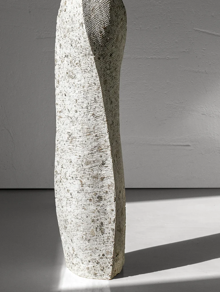 Solid White Stone Tall Floor Vase - Column Series In Cast Stone By Donatas Zukauskas — 6
