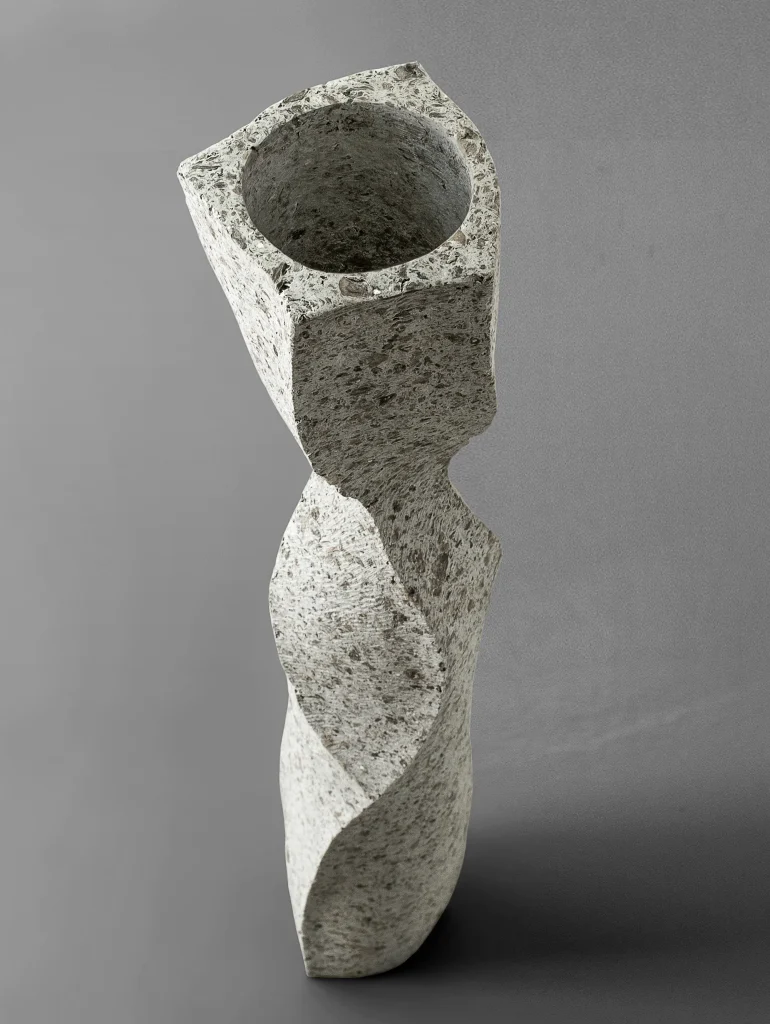 Solid White Stone Tall Floor Vase - Column Series In Cast Stone By Donatas Zukauskas — 7
