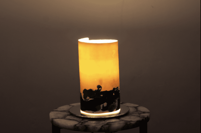 Porcelain Table Lamp - Green / Orange Hues — 1