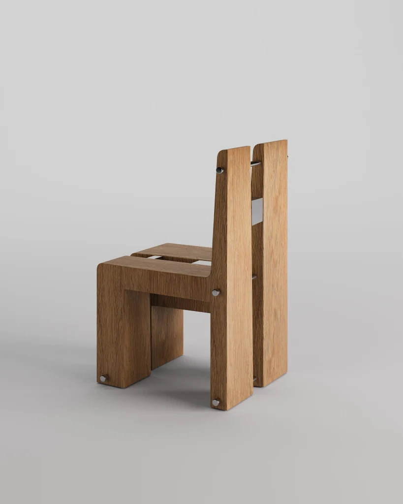 Twin - Oak Wood & Steel Chair — 2