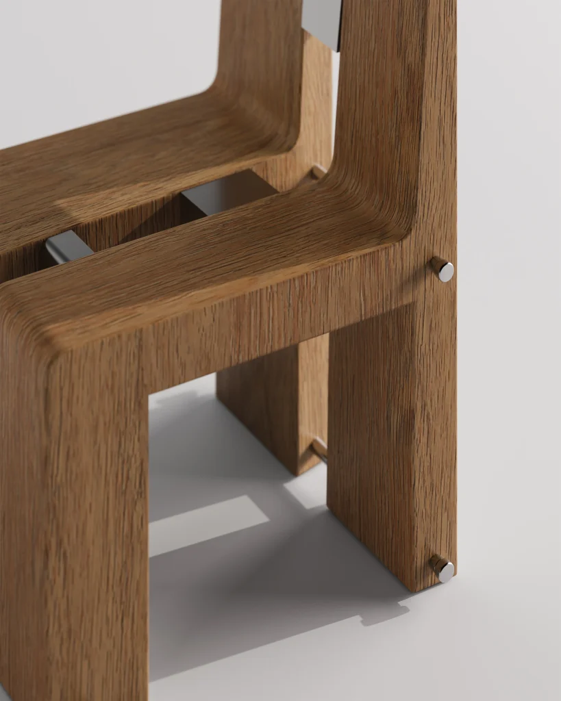 Twin - Oak Wood & Steel Chair — 3