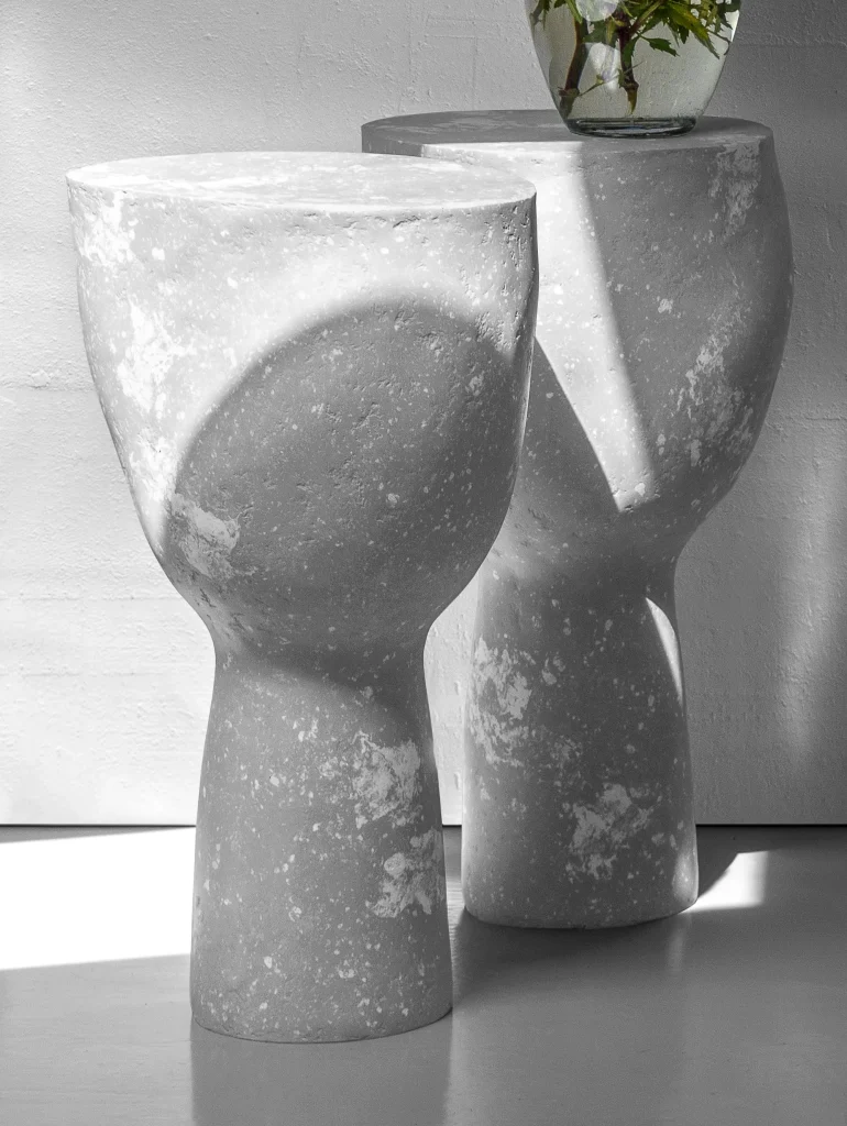 Solid White Stone Side Table - Plinth Series In Cast Stone By Donatas Zukauskas — 8