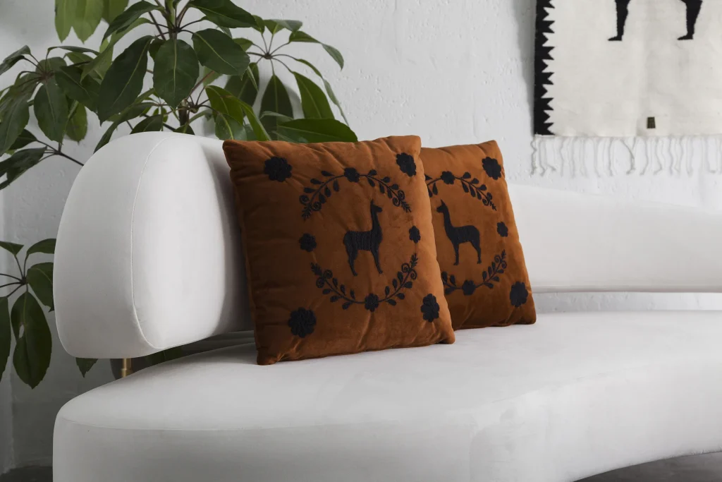 Llama Hand Embroidered Decorative Pillows, Set Of 2 — 11