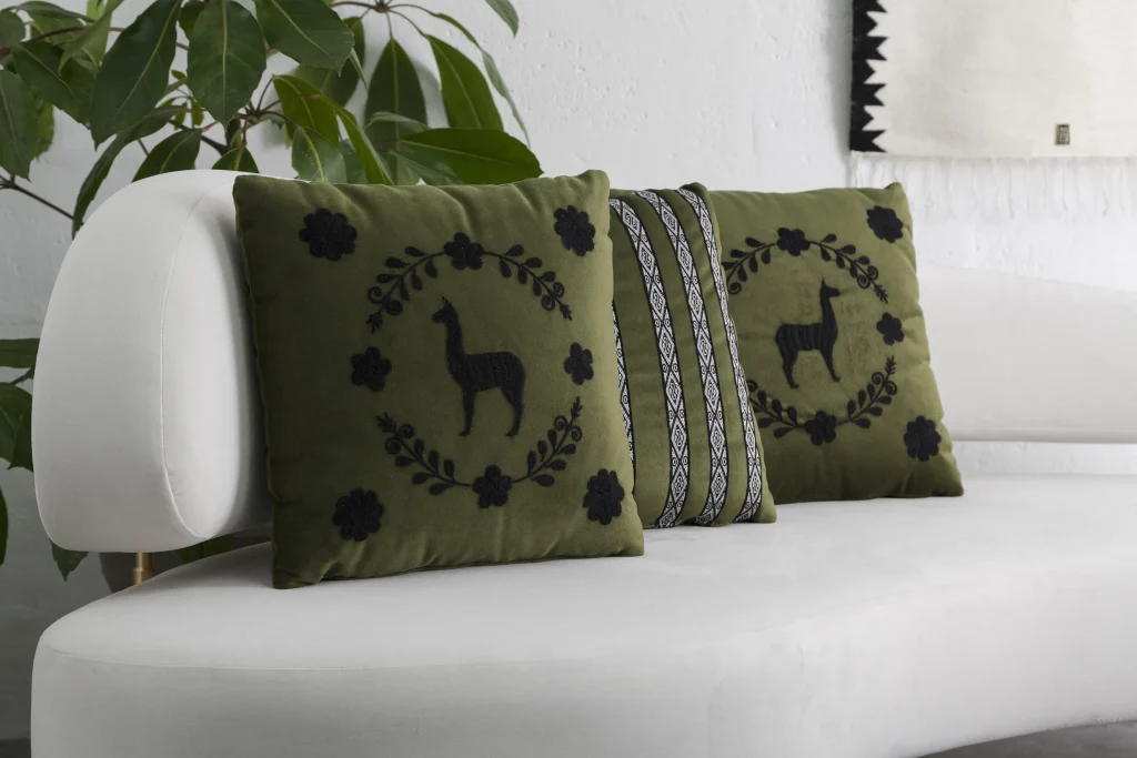 Llama Hand Embroidered Decorative Pillows, Set Of 2 — 13