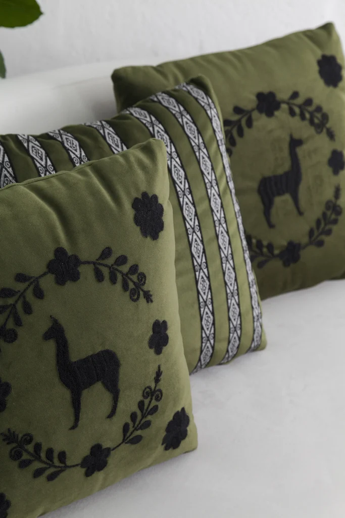 Llama Hand Embroidered Decorative Pillows, Set Of 2 — 14