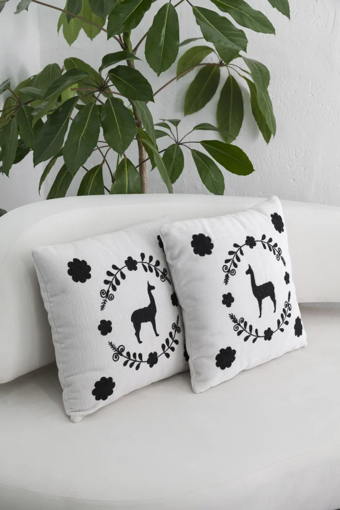Llama Hand Embroidered Decorative Pillows, Set Of 2 — 17