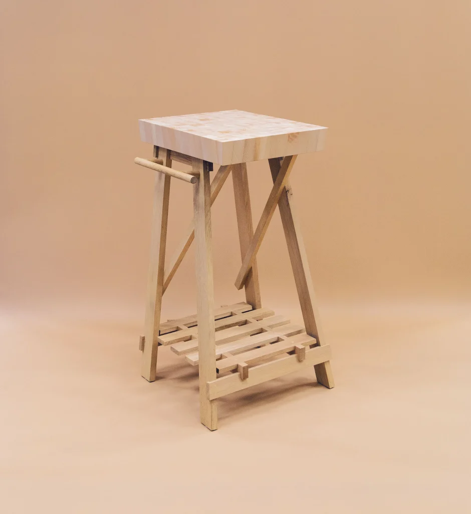 Utility table in reclaimed wood by Tom Schoonhoven Studio