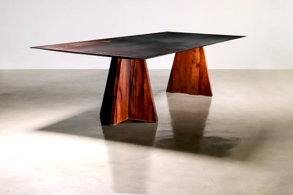 Fierro - Waxed Iron And Exotic Wood Dining Table — 2