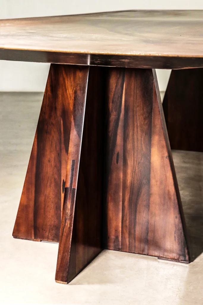 Fierro - Waxed Iron And Exotic Wood Dining Table — 5