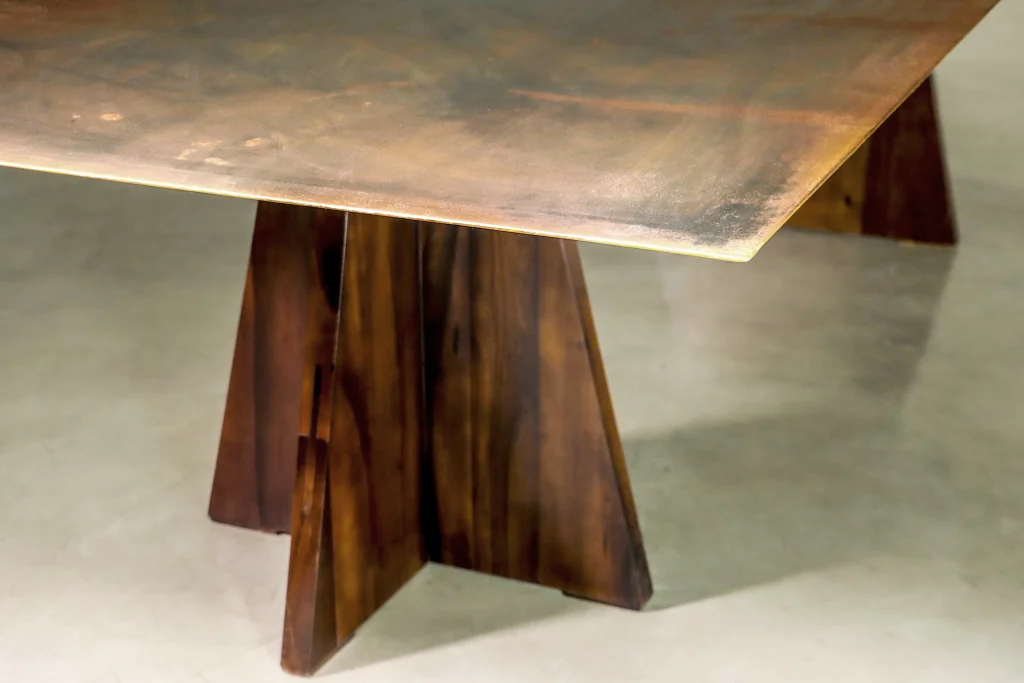 Fierro - Waxed Iron And Exotic Wood Dining Table — 7