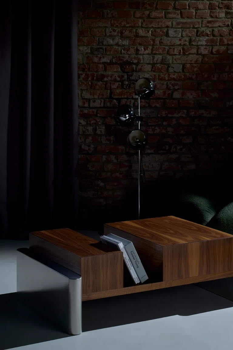 Mast - Walnut & Stainless Steel Coffee Table — 2